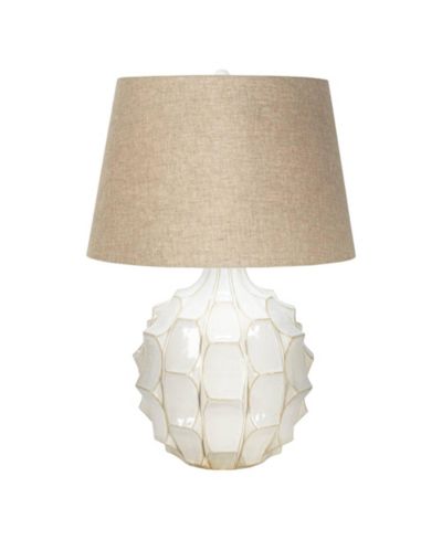Possini Euro Design Cosgrove Modern Mid Century Table Lamp 26 1/2" High Glazed Ceramic with Table Top Dimmer Linen Drum for Bedroom