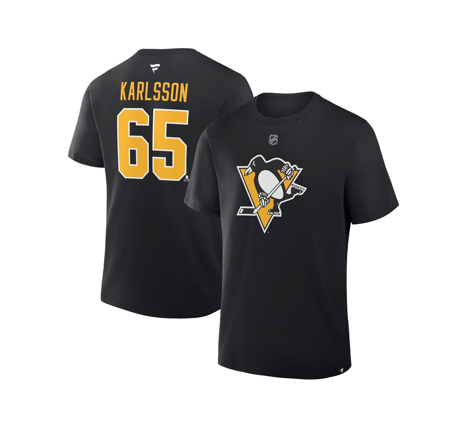 Мужская футболка Fanatics Erik Karlsson Black Pittsburgh Penguins Authentic Stack Name & Number