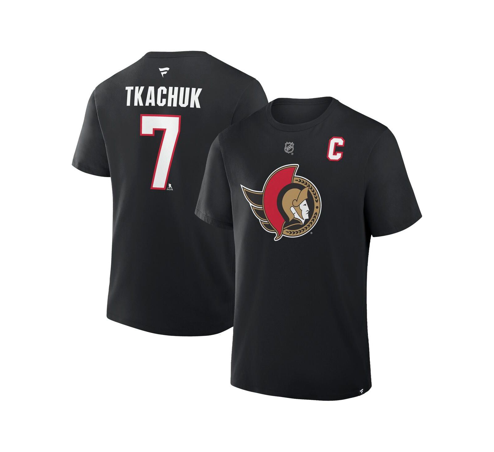 Мужская футболка Fanatics Brady Tkachuk Black Ottawa Senators Authentic Stack Name & Number