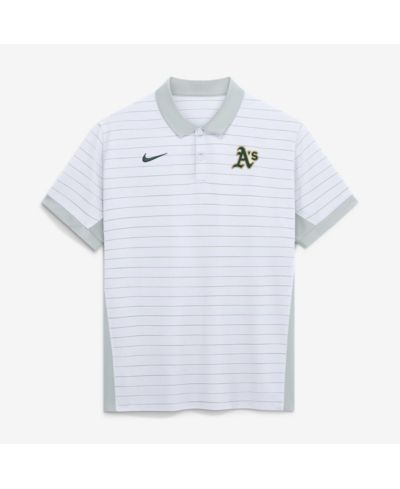 Nike Men's White Athletics Authentic Collection Striped Victory Dri-FIT Polo Shirt