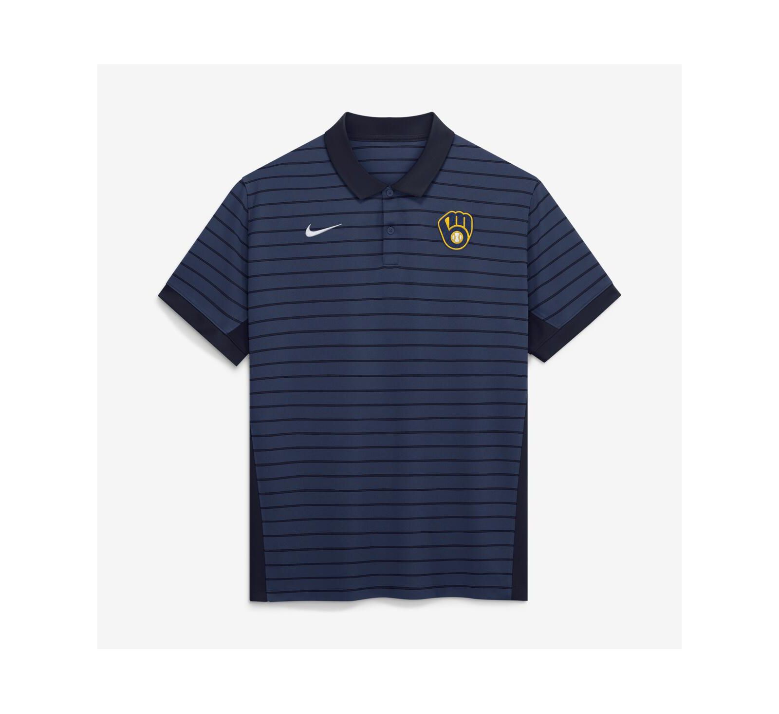 Nike Мужская поло Nike Milwaukee Brewers Authentic Collection Striped Victory Dri-FIT