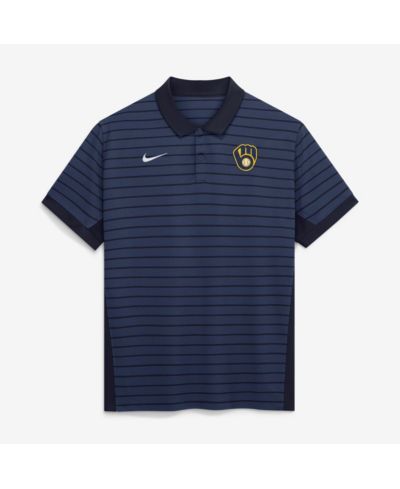 Nike Мужская поло Nike Milwaukee Brewers Authentic Collection Striped Victory Dri-FIT