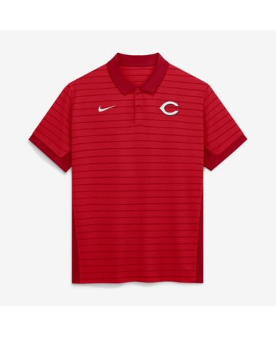 Nike Men's Red Cincinnati Reds Authentic Collection Striped Victory Dri-FIT Polo Shirt