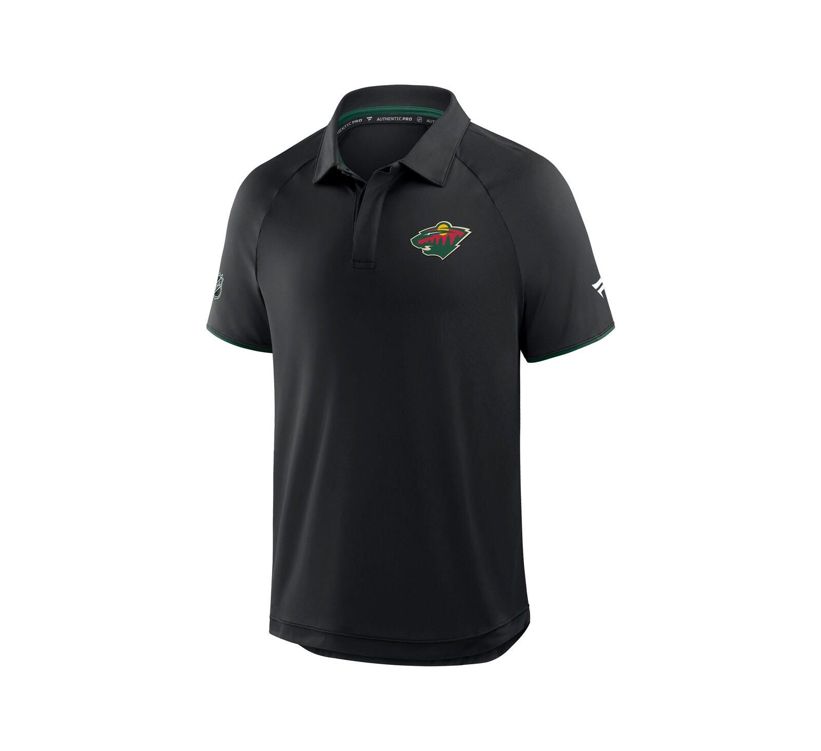 Мужская рубашка-поло Fanatics Black Minnesota Wild Authentic Pro Rink Raglan