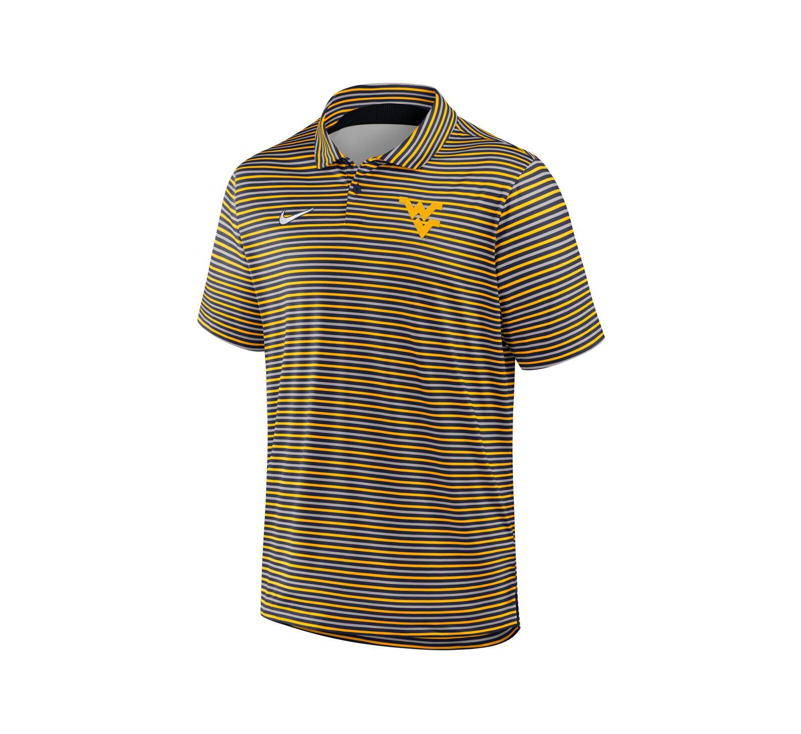 Nike Men's Gold West Virginia Mountaineers 2025 Coaches Premium Tour Stripe Dri-FIT Polo Shirt
