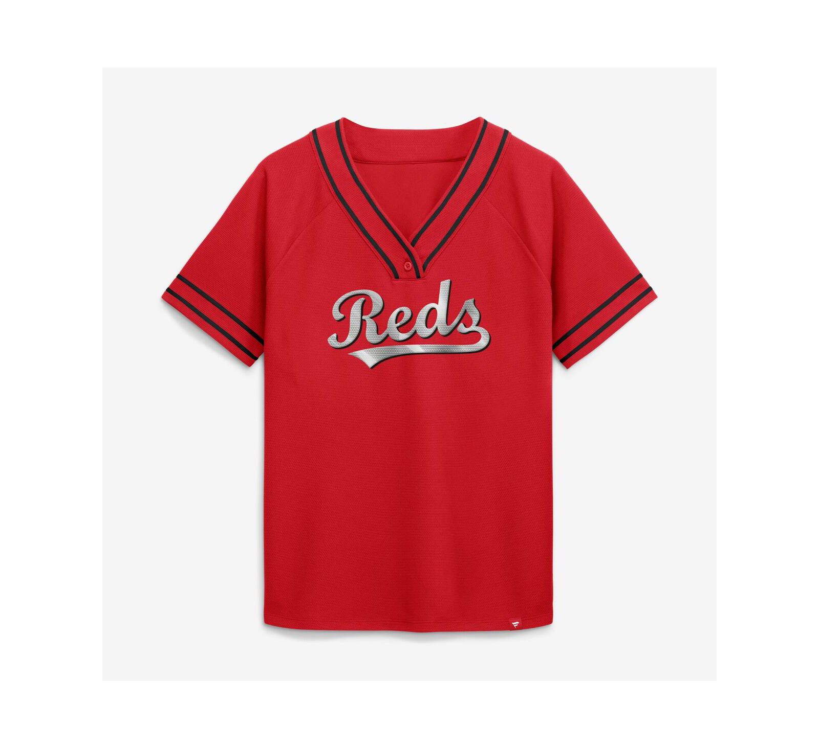Женская футболка Fanatics Cincinnati Reds Diva Race Ahead Raglan V-Neck, цвет Red