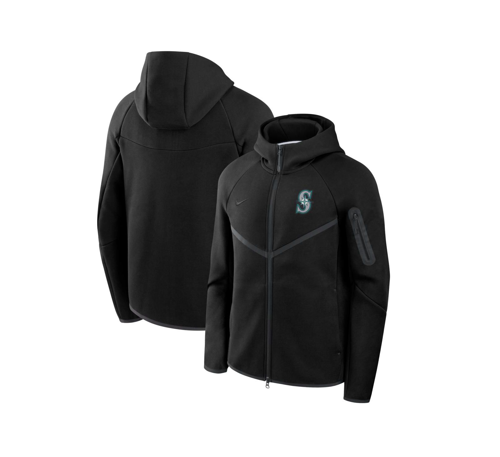 Nike Мужской черный худи Tech Fleece Raglan Full-Zip Windrunner Seattle Mariners