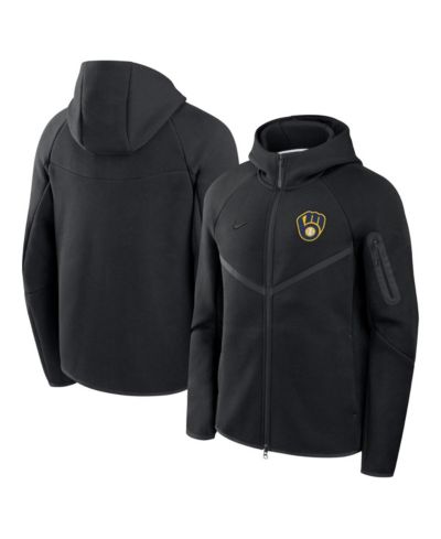 Мужское худи Nike Milwaukee Brewers Tech Fleece Raglan Full-Zip Windrunner, Black