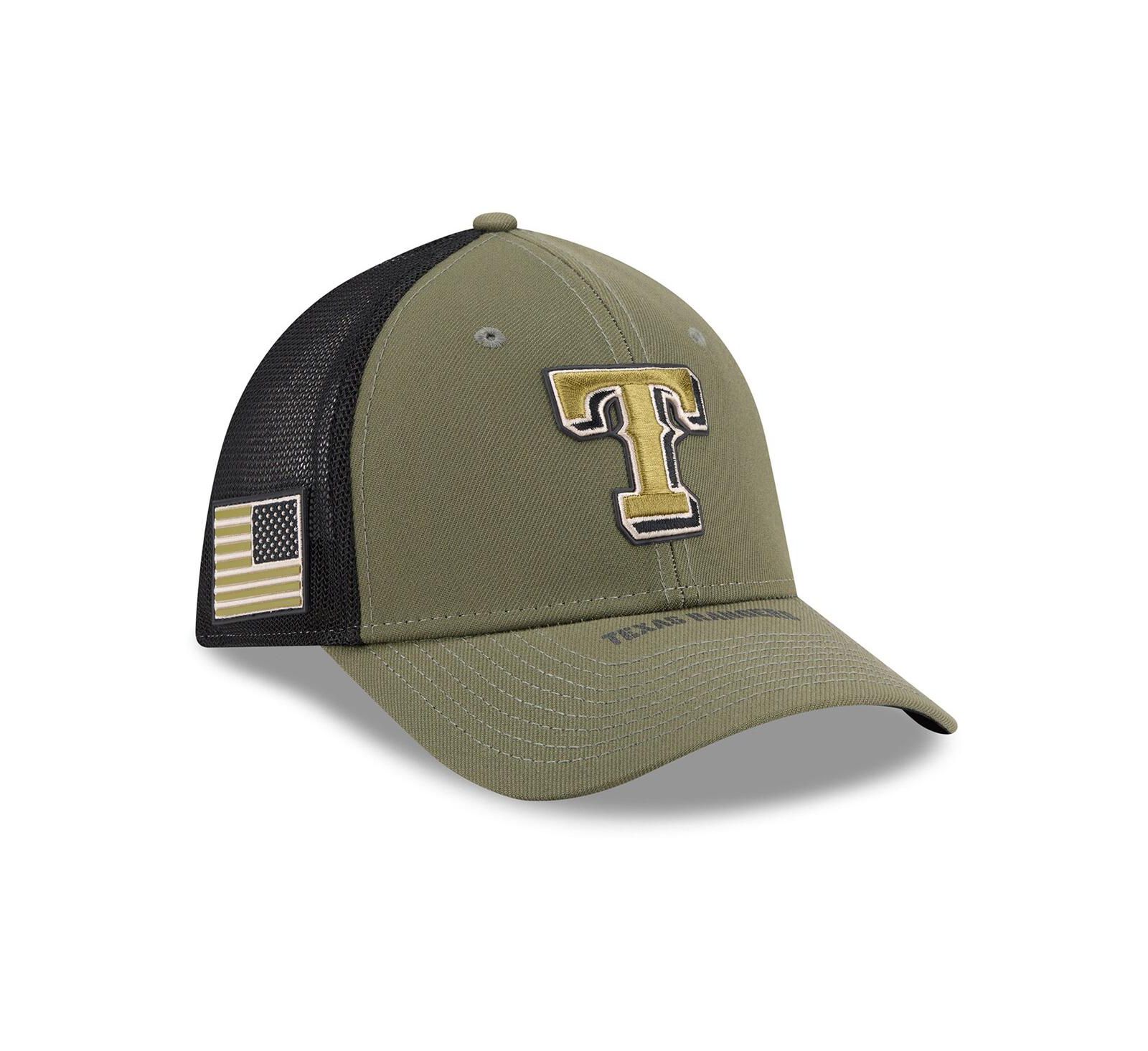 Мужская кепка New Era Texas Rangers 2026 Armed Forces Day 39THIRTY M-Crown Flex Hat оливкового цвета