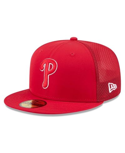 Мужская кепка New Era Red Philadelphia Phillies 2026 Batting Practice 59FIFTY Fitted