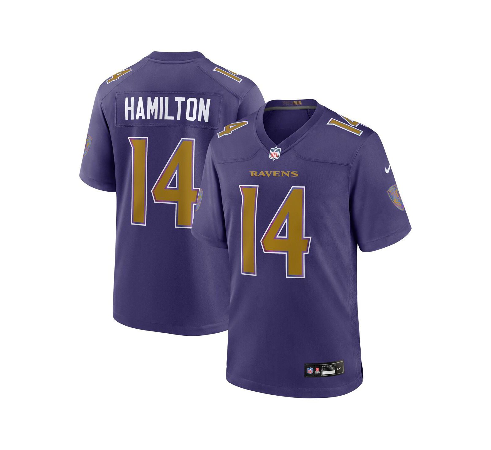 Nike Мужская игровая джерси Baltimore Ravens Kyle Hamilton, фиолетовая