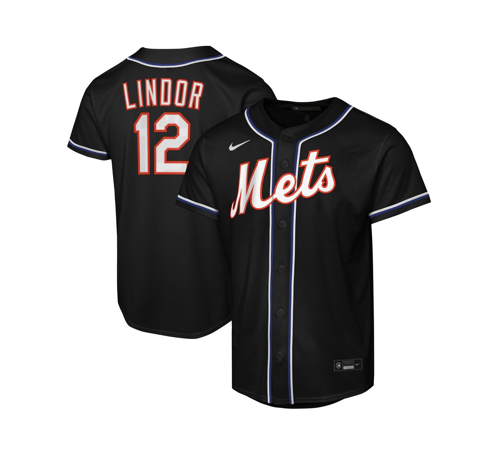 Nike Реплика джерси Francisco Lindor Black New York Mets для мальчиков и девочек