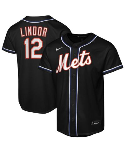 Nike Реплика джерси Francisco Lindor Black New York Mets для мальчиков и девочек