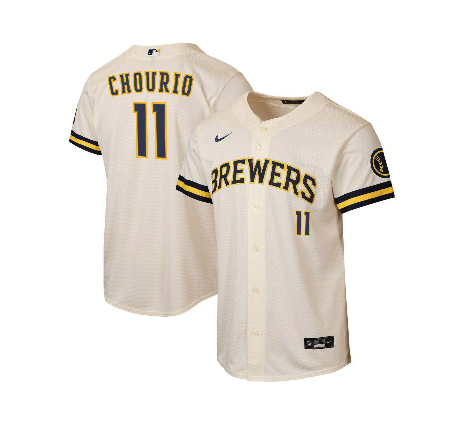 Nike детская джерси Milwaukee Brewers Jackson Chourio Cream