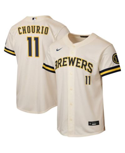 Nike детская джерси Milwaukee Brewers Jackson Chourio Cream