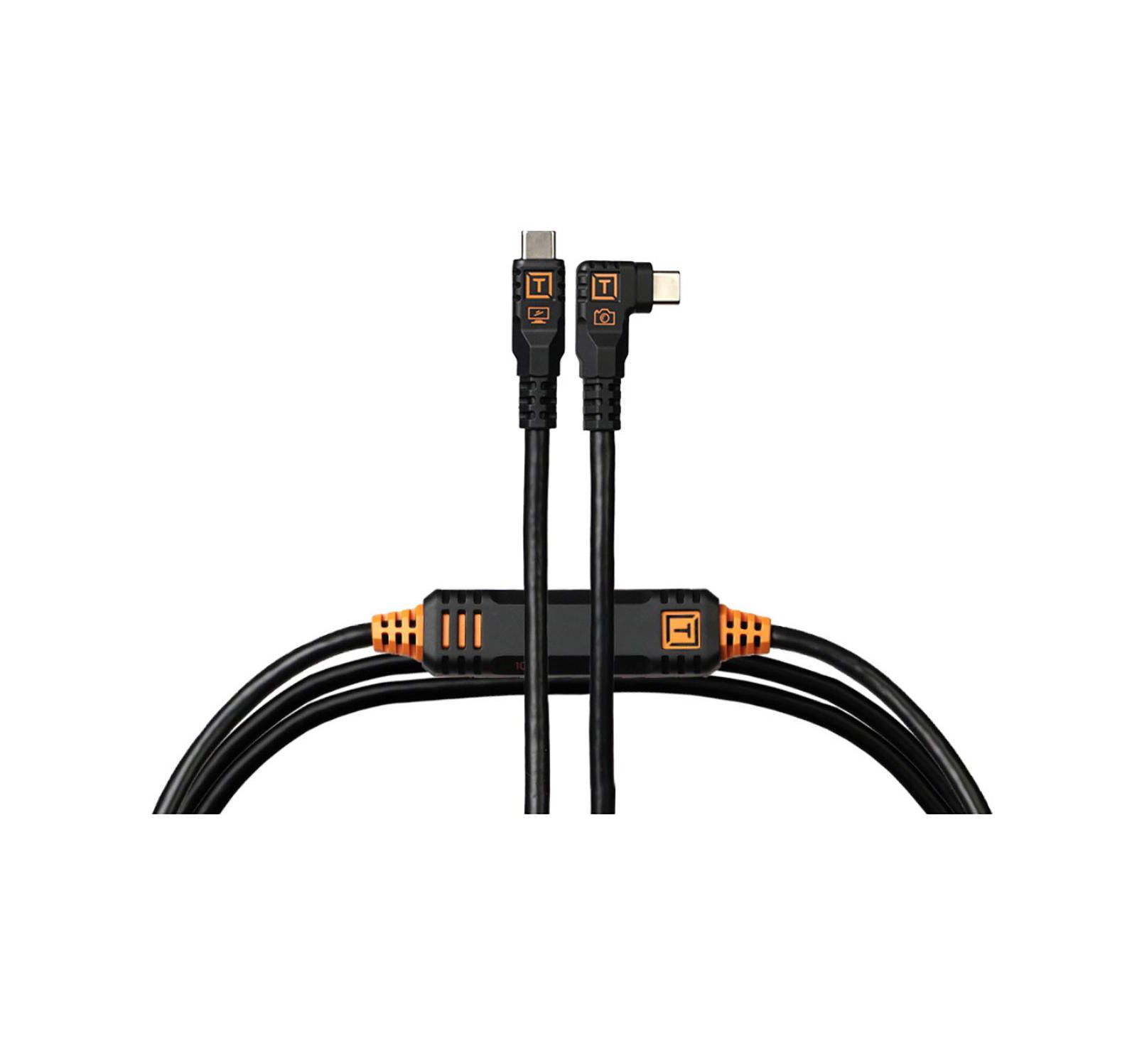 Tether Tools TetherPro Optima 10G 15' USB-C to USB-C Right-Angle Cable for USB-C Cameras and Computers