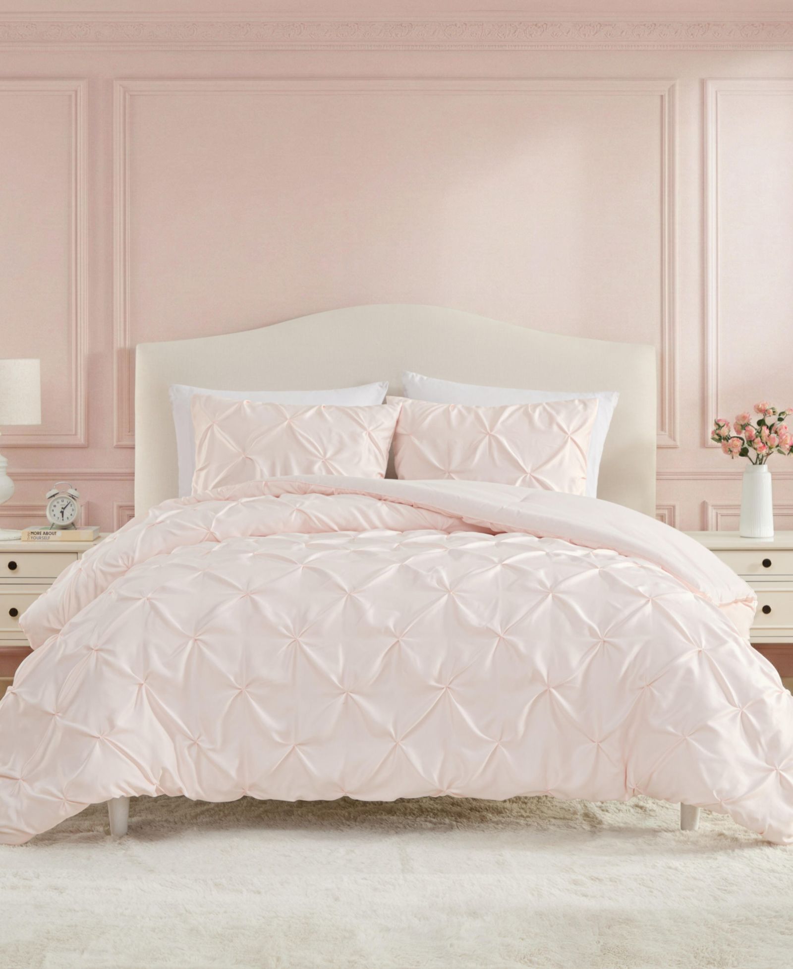 Laura Ashley Комплект из 2 предметов для сна с атласной отделкой Pintuck, Twin XL