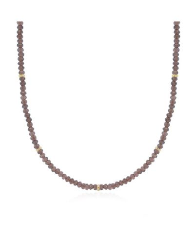 The Lovery  14K Gold Smoky Quartz Bead Necklace