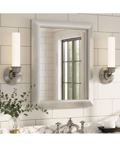 Apmir настенное зеркало в металлической раме 16" x 20" для спальни, Brushed Silver