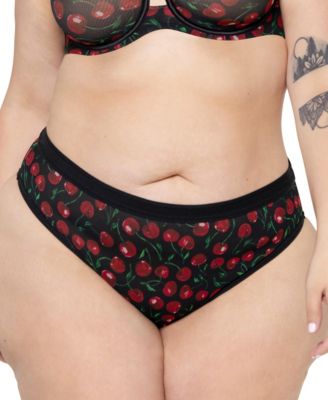 Curvy Couture Women's Sheer Mesh High Cut Brief Panty