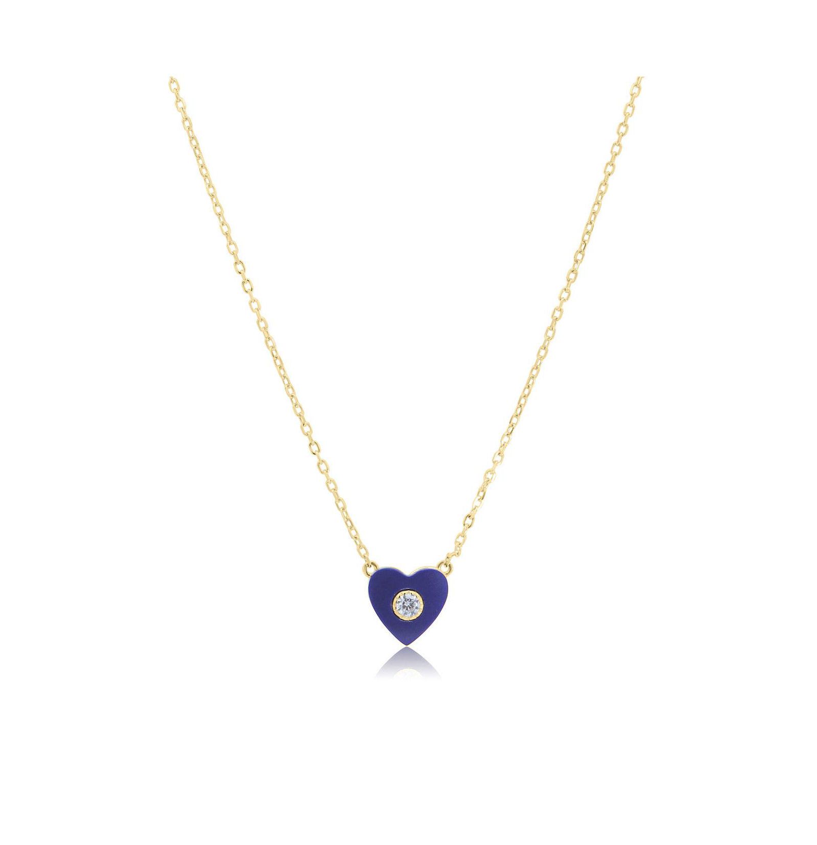 The Lovery Lapis CZ колье из стерлингового серебра с напылением 14K Gold-Plated, одно сердце