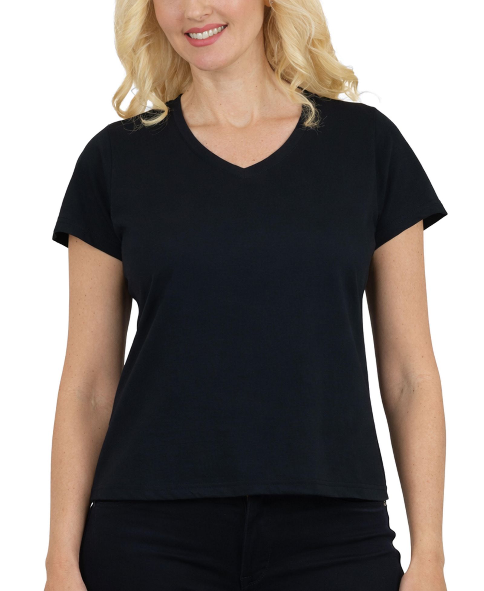 Galaxy By Harvic Women's Galaxy Divatee Relaxed Fit V-Neck Short Sleeve T-Shirt