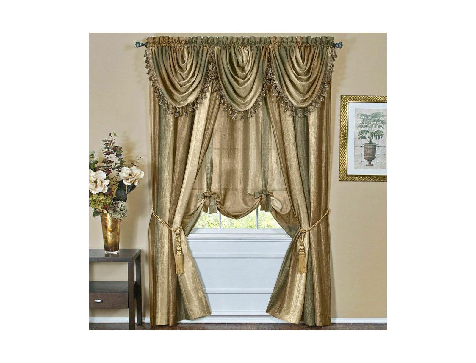 GoodGram Royal Ombre Crushed Semi Sheer Complete 6 Piece Window Curtain and Valance Set