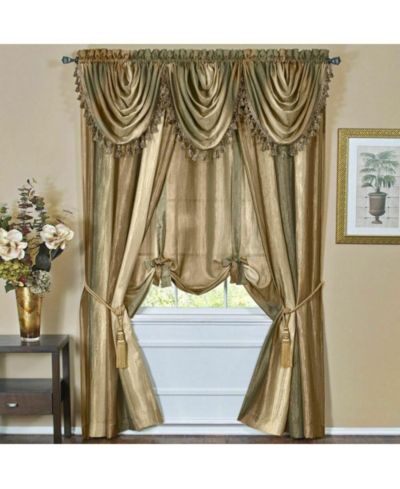 GoodGram Royal Ombre Crushed Semi Sheer Complete 6 Piece Window Curtain and Valance Set