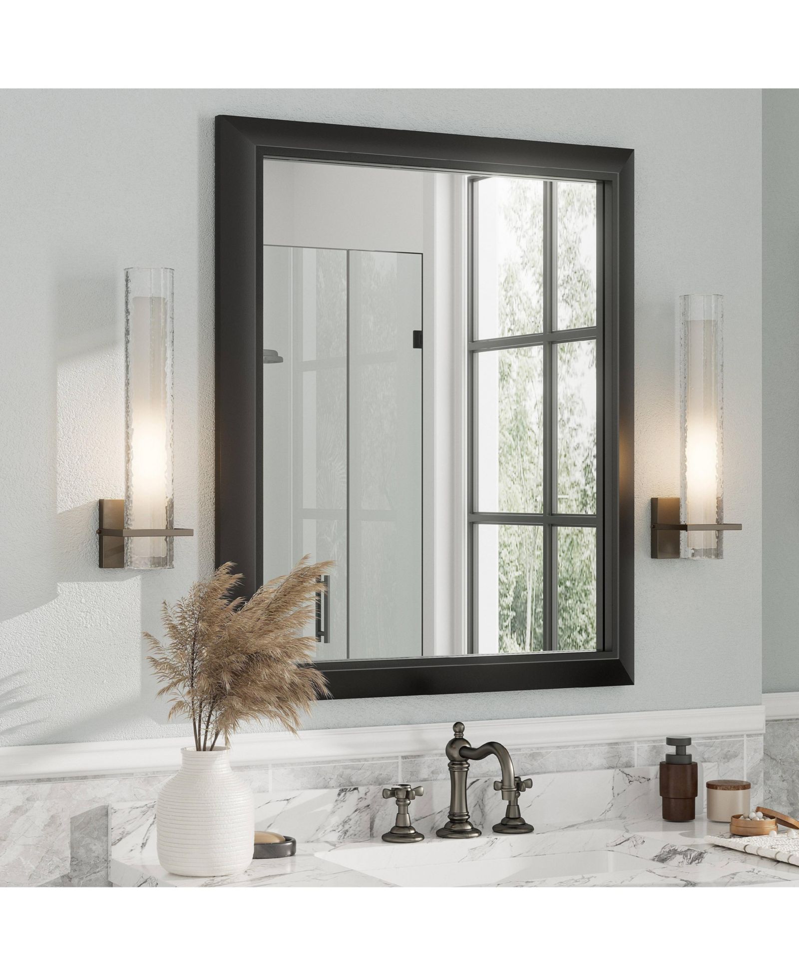 Металлическое настенное зеркало Apmir 30" x 36" для спальни, прямоугольное