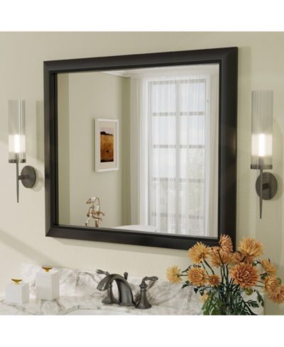 Apmir 32" x 36" Inch Thick Metal Framed Wall Mirrors for Bedroom, Rectangle Wall-Mounted Mirrors