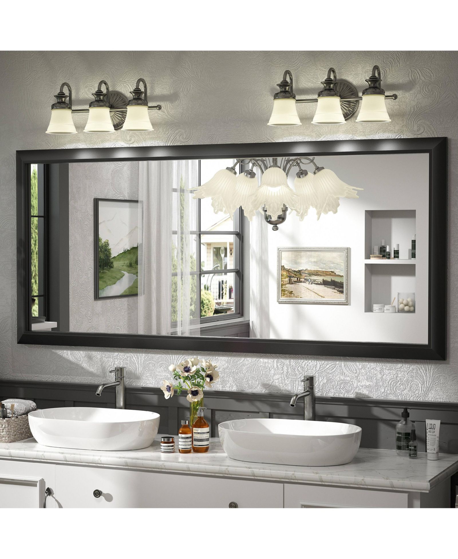Apmir 72" x 32" Inch Thick Metal Framed Wall Mirrors for Bedroom, Rectangle Wall-Mounted Mirrors