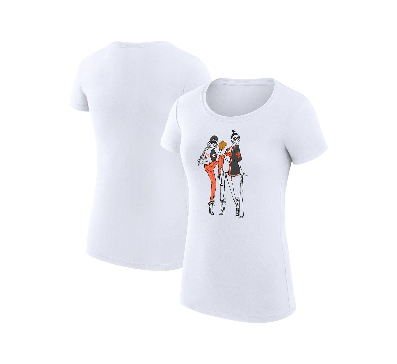 G-III 4Her by Carl Banks Women's White San Francisco Giants Super-Slim Fit Lightweight Baseball Girls T-Shirt