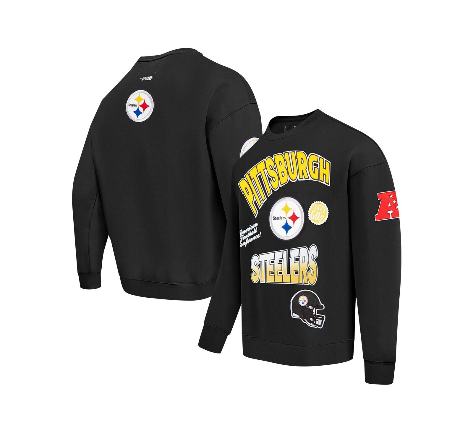 Мужское свитшот Pro Standard Black Pittsburgh Steelers Turn It Up Drop Shoulder Pullover