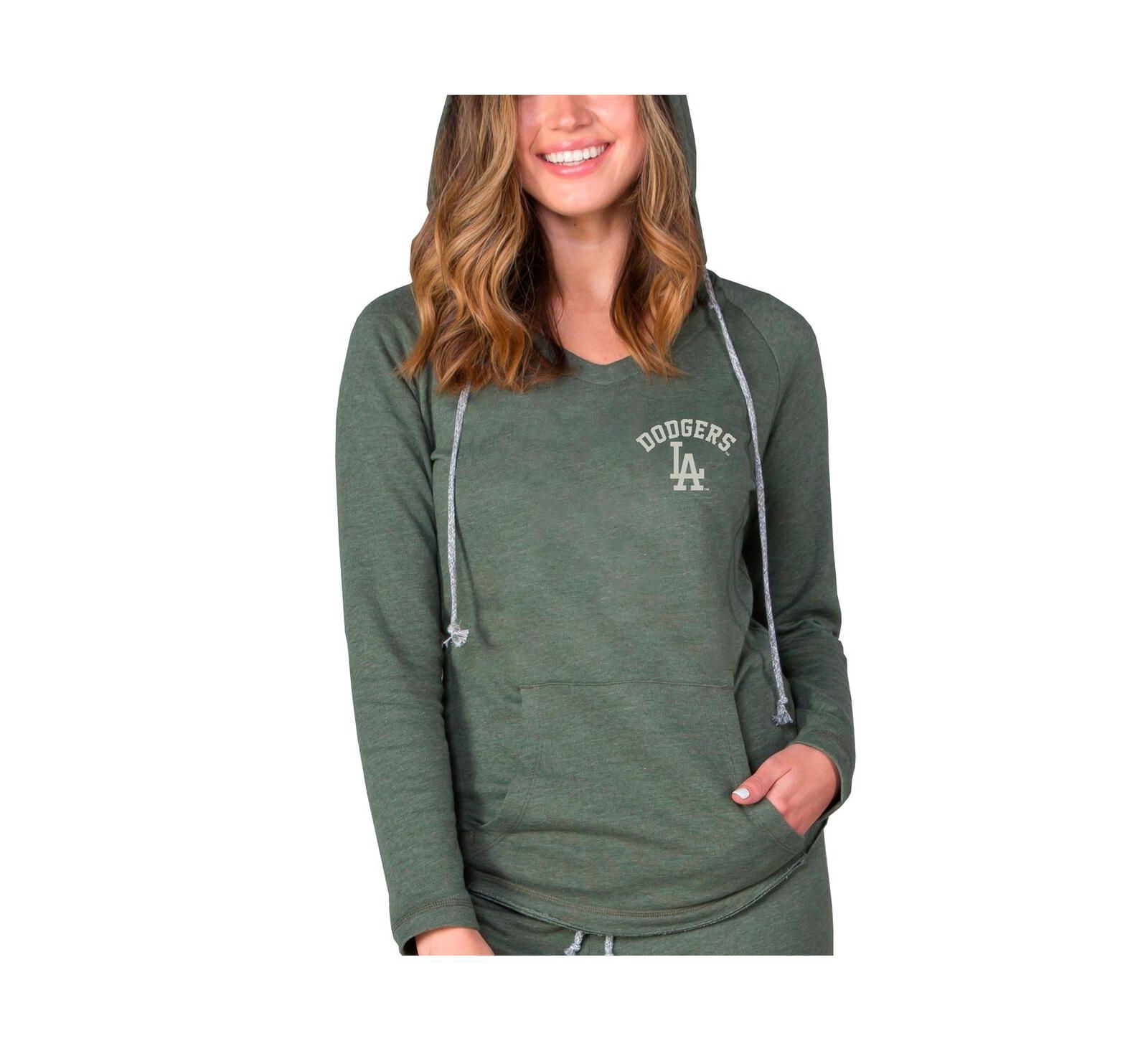 Женское худи Concepts Sport Los Angeles Dodgers Mainstream Terry Tri-Blend V-Neck Pullover, зеленое