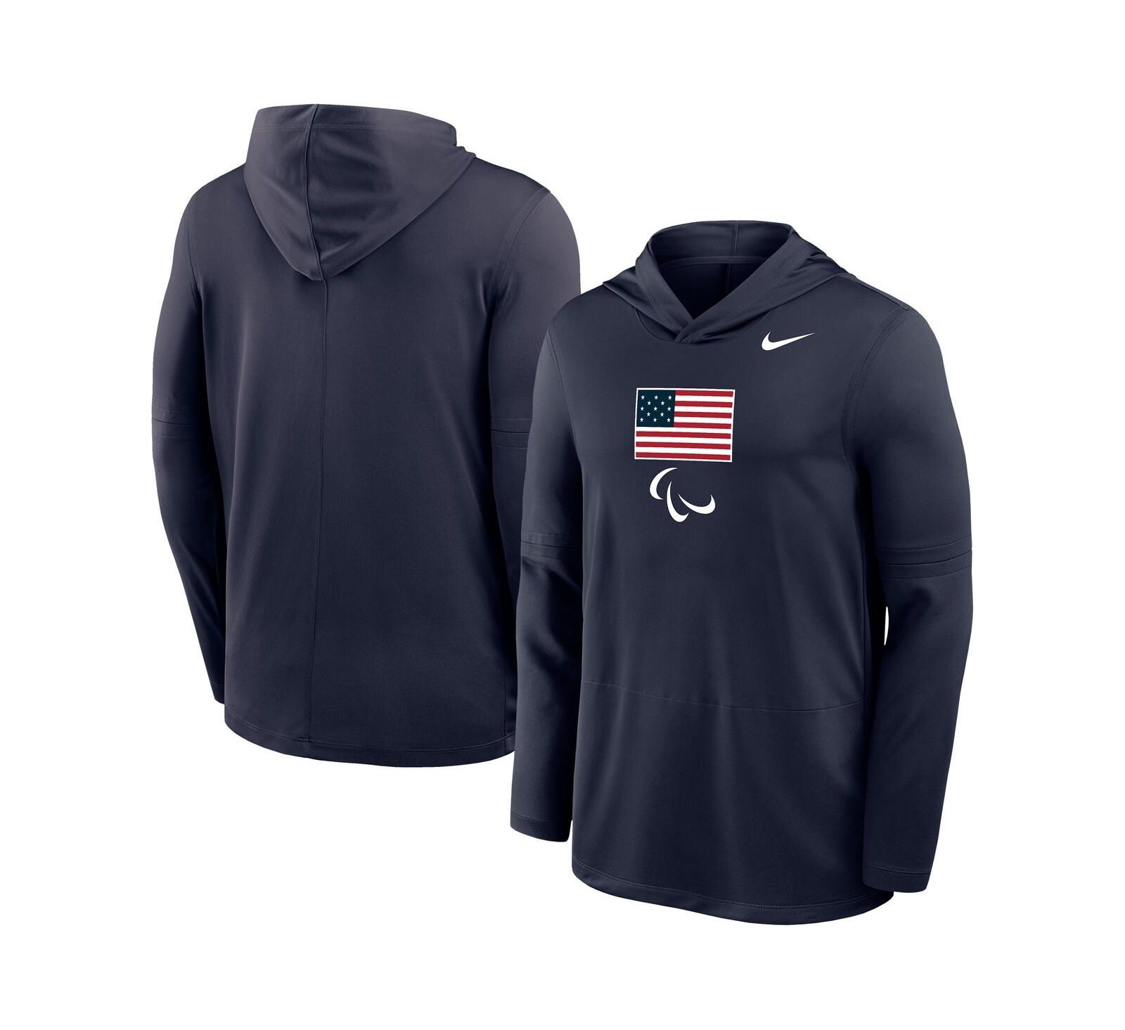 Nike Мужская темно-синяя футболка-худи U.S. Paralympics Lightweight Dri-FIT Long Sleeve
