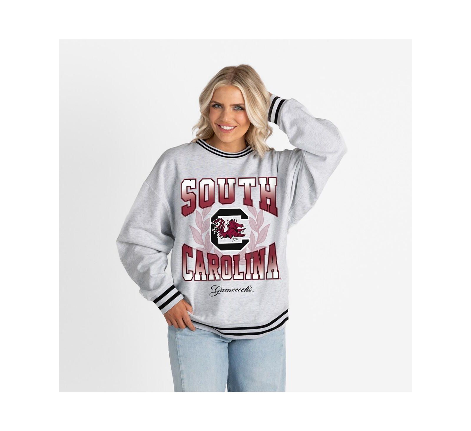 Женская оверсайз свитшот Gameday Couture Ash South Carolina Gamecocks Fade Route Ringer Stripe
