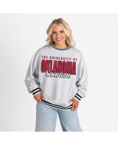 Gameday Couture Women's Gray Oklahoma Sooners Oversized Showdown Ringer Stripe Sweatshirt