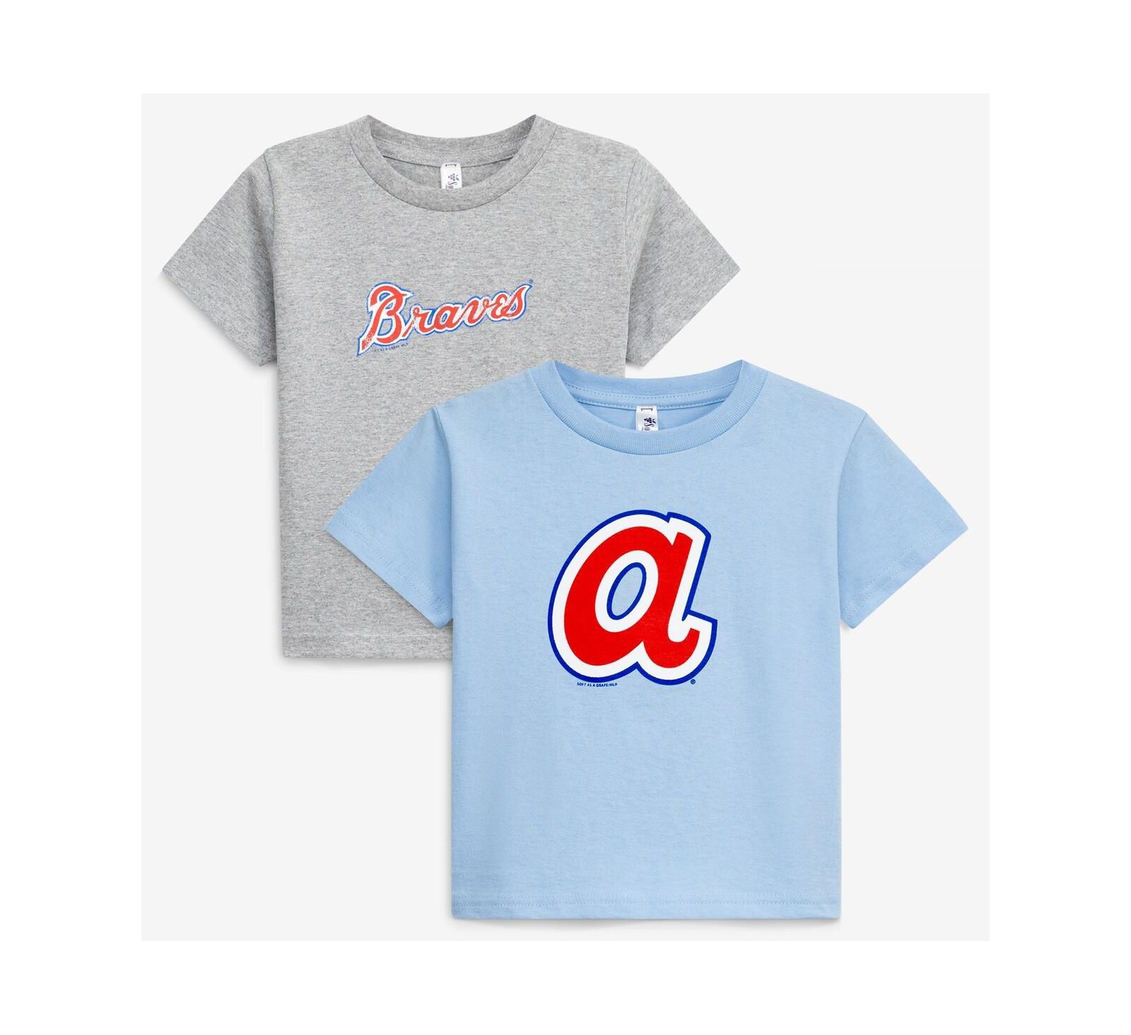Soft As A Grape Детский набор из 2-х футболок Heather Gray/Light Blue Atlanta Braves Cooperstown Collection