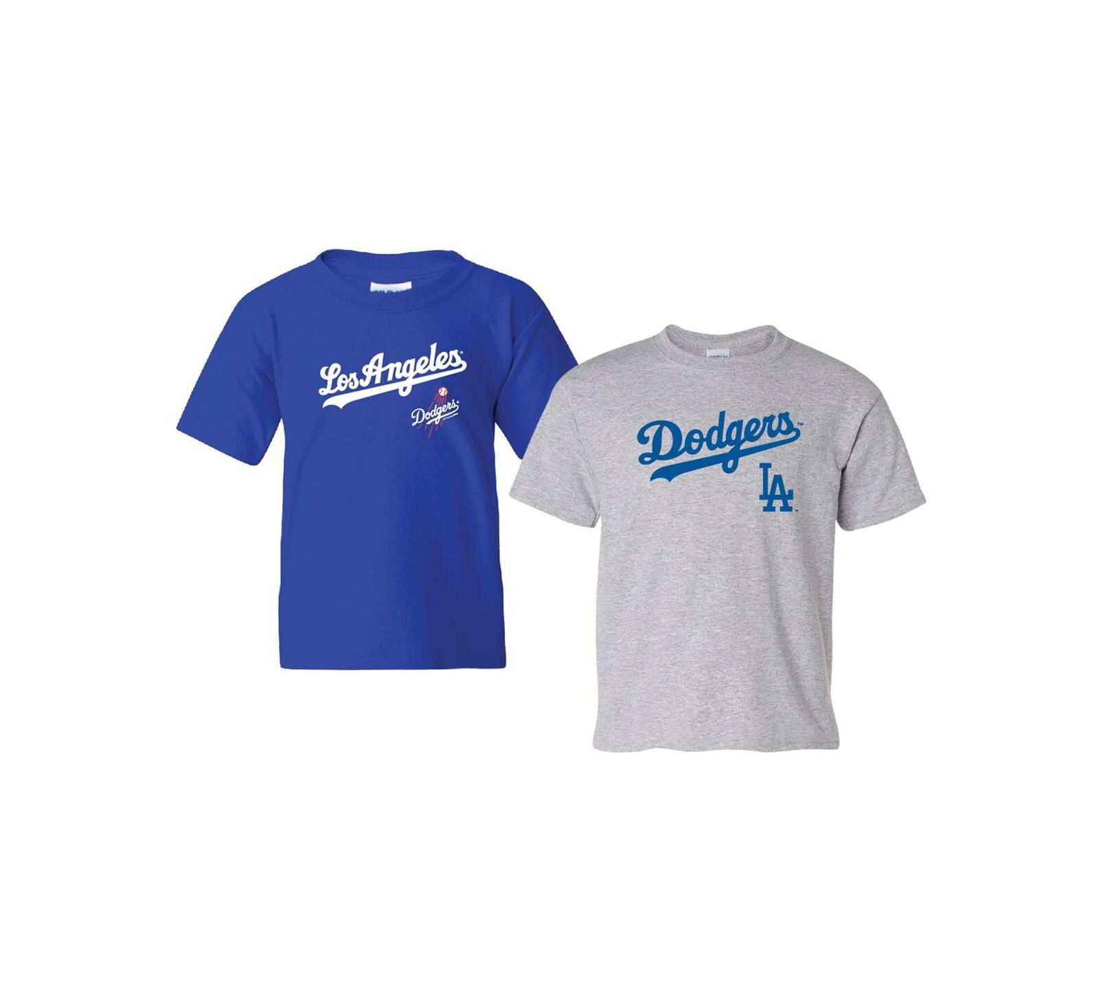 Soft As A Grape Big Boys and Girls Royal/Heather Gray Los Angeles Dodgers 2-Pack Logo T-Shirt Set