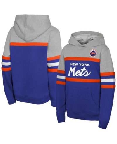 Худи Mitchell & Ness Big Boys and Girls Royal/Grey New York Mets Cooperstown Head Coach Pullover