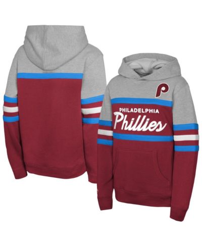 Mitchell & Ness Худи Mitchell & Ness Big Boys and Girls Red/Grey Philadelphia Phillies Cooperstown Head Coach Pullover