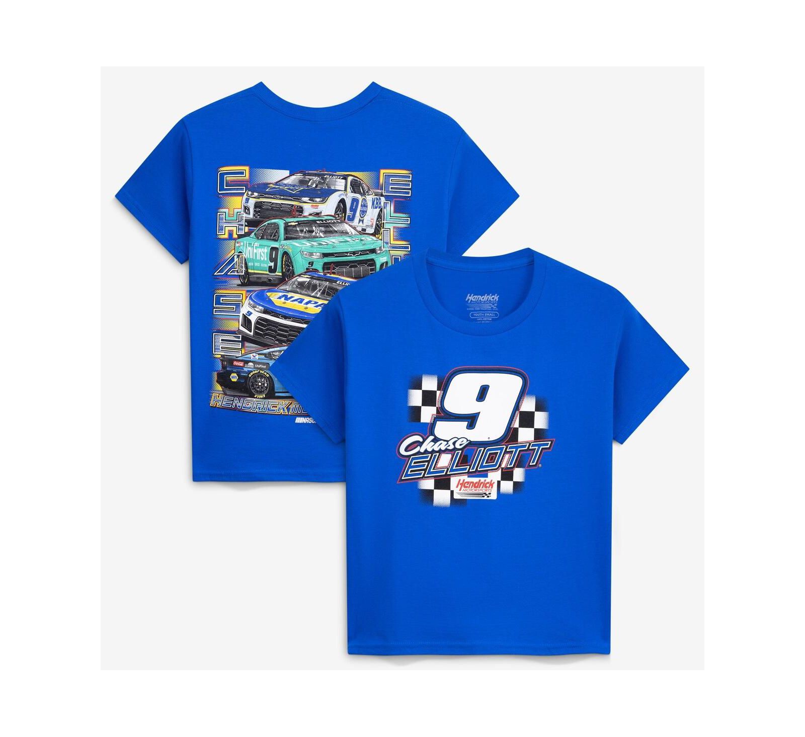 Classic Ink USA Big Boys and Girls Royal Chase Elliott 9 Multi-Sponsor T-Shirt
