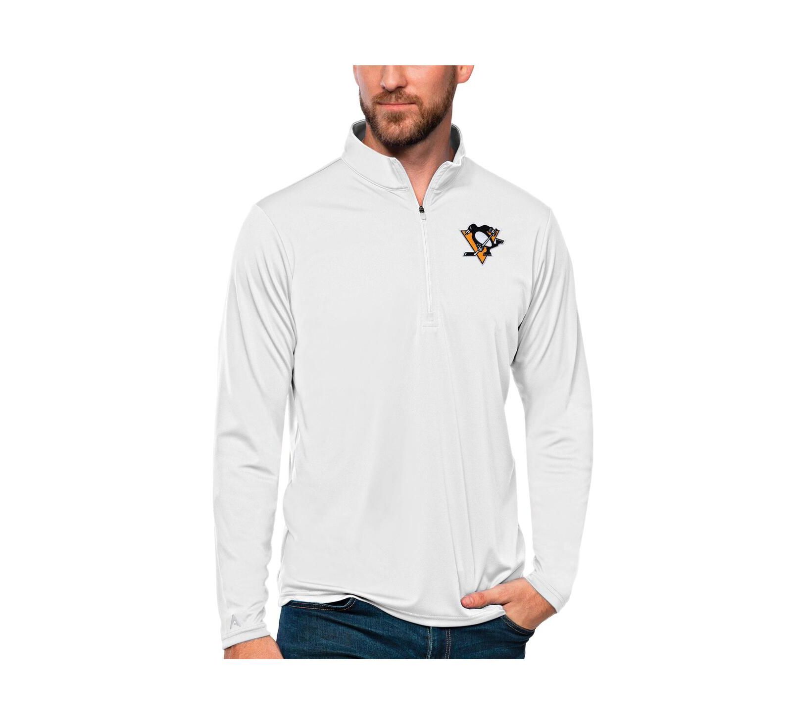 Antigua Мужской White Pittsburgh Penguins Tribute Quarter-Zip Pullover