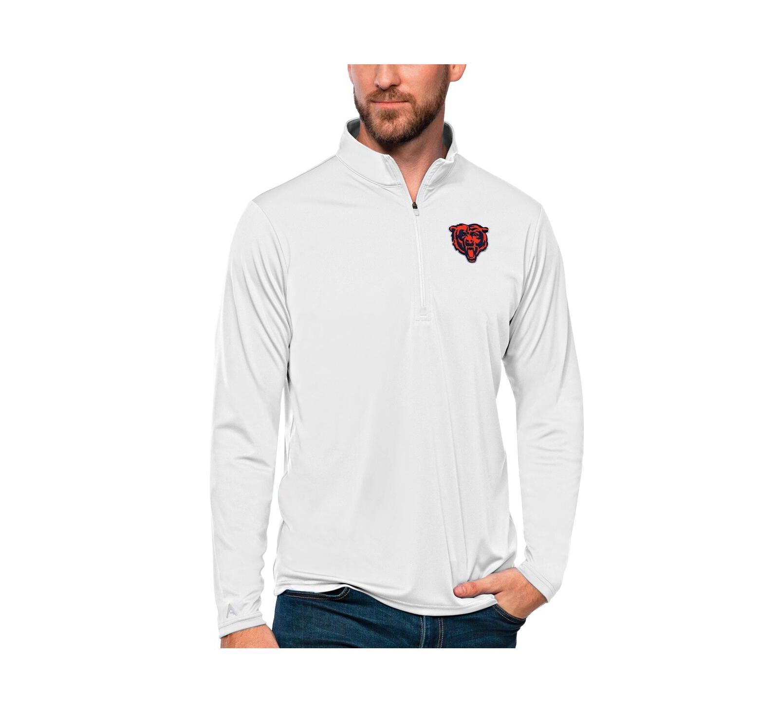 Мужская ветровка Antigua White Chicago Bears Tribute Quarter-Zip Lightweight Pullover