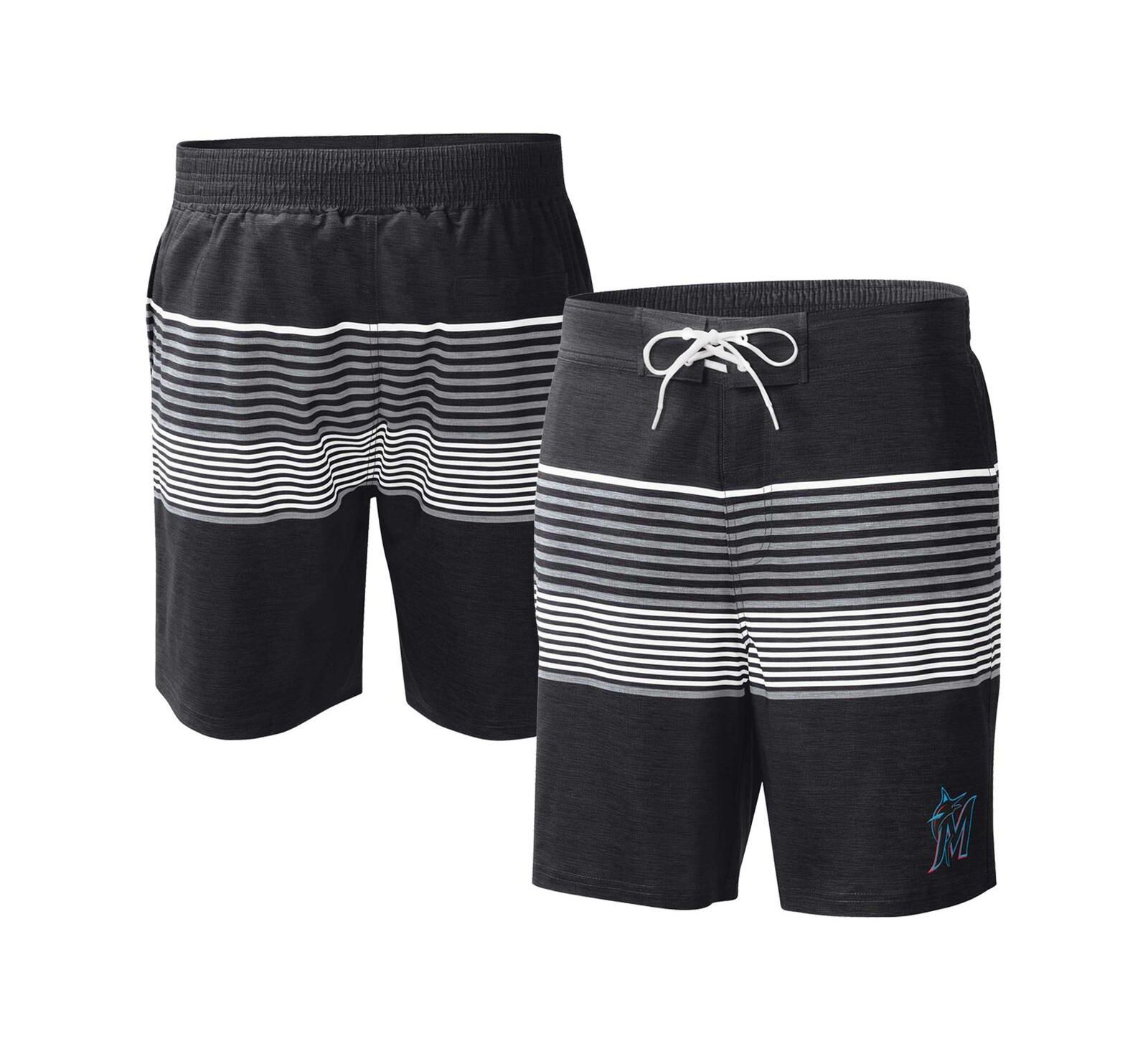 G-III Sports by Carl Banks Men's Black Miami Marlins Coastline Volley Swim Shorts