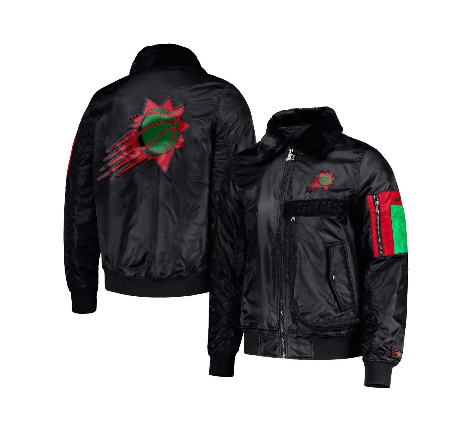 Starter x Ty Mopkins Men's Black Phoenix Suns Black History Month Satin Full-Zip Jacket