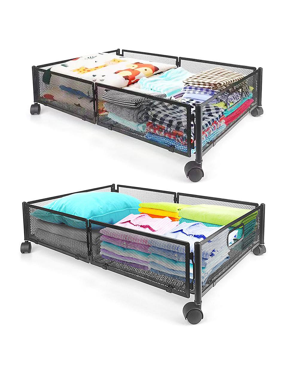 Mega Casa Underbed Rolling Storage Drawer с металлической сетчатой рамой и колесами, 2 шт. выдвижной ящик для хранения