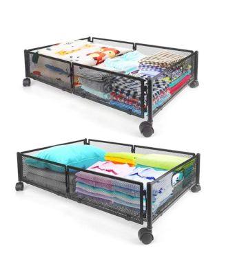 Mega Casa Underbed Rolling Storage Drawer с металлической сетчатой рамой и колесами, 2 шт. выдвижной ящик для хранения