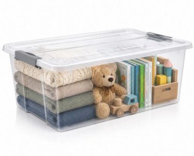 Sorbus Clear Plastic 40qt Underbed Storage Containers with Wheels, Snap Lock Lids and Handles