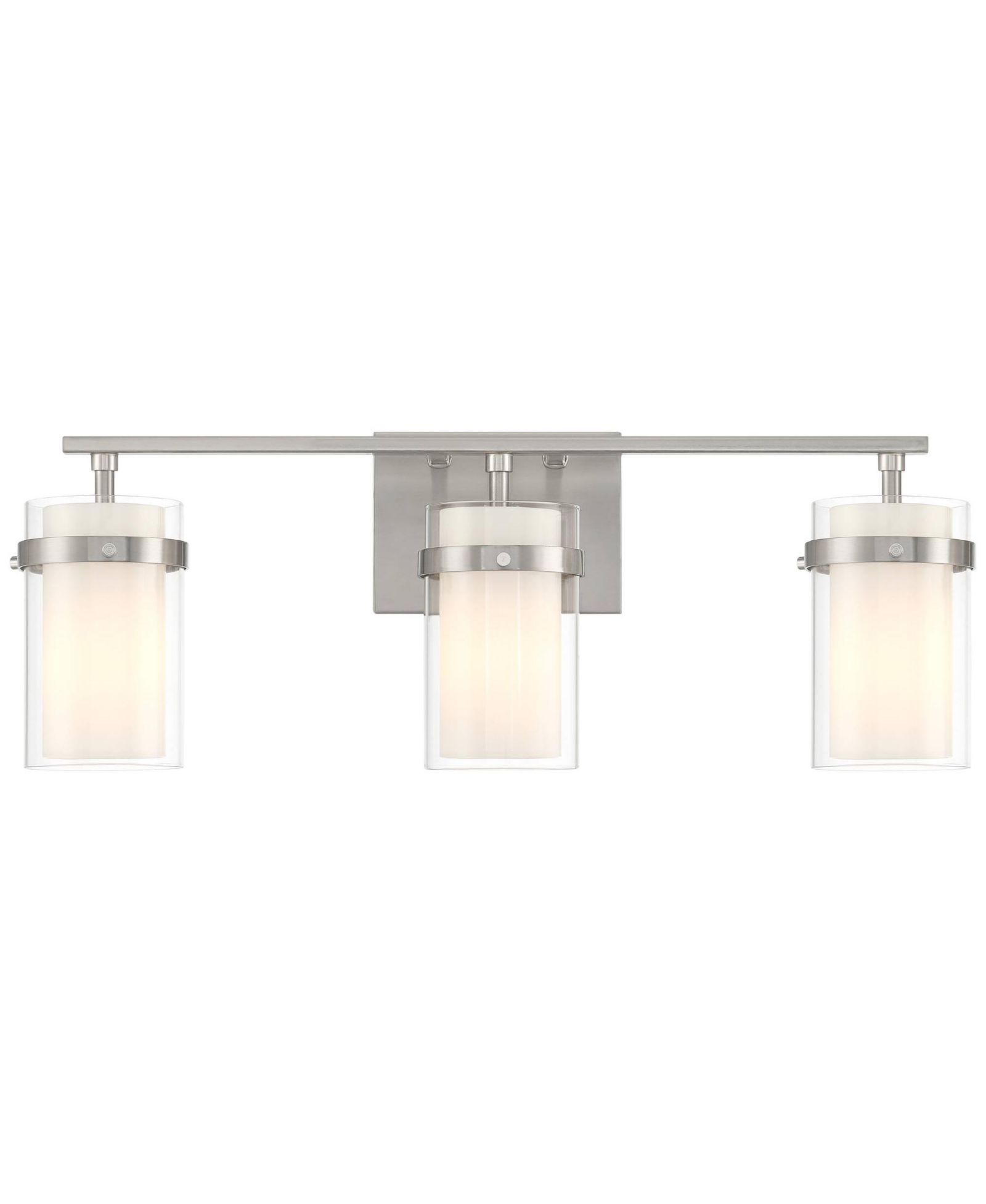 Possini Euro Design Kazran Modern Wall Light Brushed Nickel Hardwire 21 1/4" 3-Light Fixture Frosted Glass for Mirror Vanity
